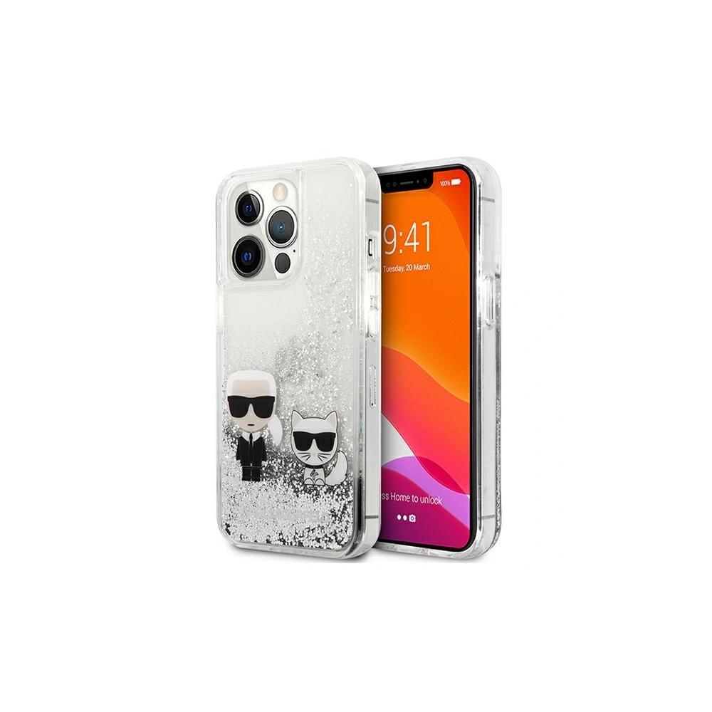 Hurtownia GSM - Etui Karl Lagerfeld KLHCP13XGKCS Apple iPhone 13 Pro Max srebrny/silver hardcase Liquid Glitter Karl&Choupette - KLD694SLV - {ean13} - Hurt