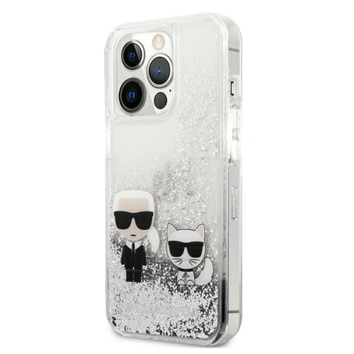 Etui Karl Lagerfeld KLHCP13XGKCS Apple iPhone 13 Pro Max srebrny/silver hardcase Liquid Glitter Karl&Choupette