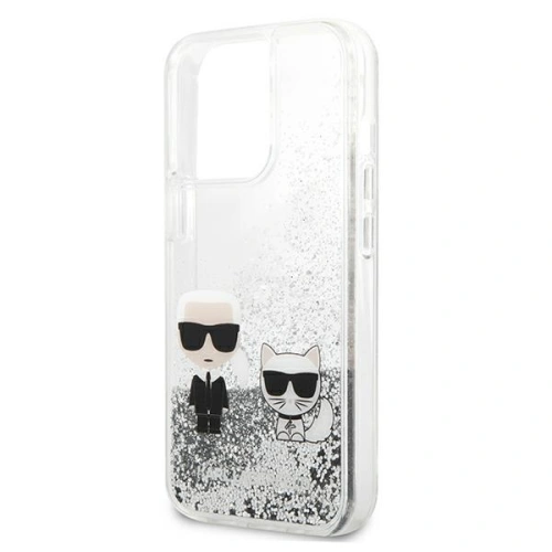 Etui Karl Lagerfeld KLHCP13XGKCS Apple iPhone 13 Pro Max srebrny/silver hardcase Liquid Glitter Karl&Choupette