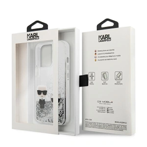 Etui Karl Lagerfeld KLHCP13XGKCS Apple iPhone 13 Pro Max srebrny/silver hardcase Liquid Glitter Karl&Choupette
