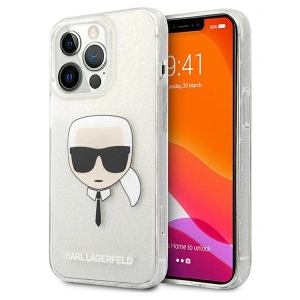 Etui Karl Lagerfeld KLHCP13XKHTUGLS Apple iPhone 13 Pro Max stříbrný/silver hardcase Glitter Karl`s Head