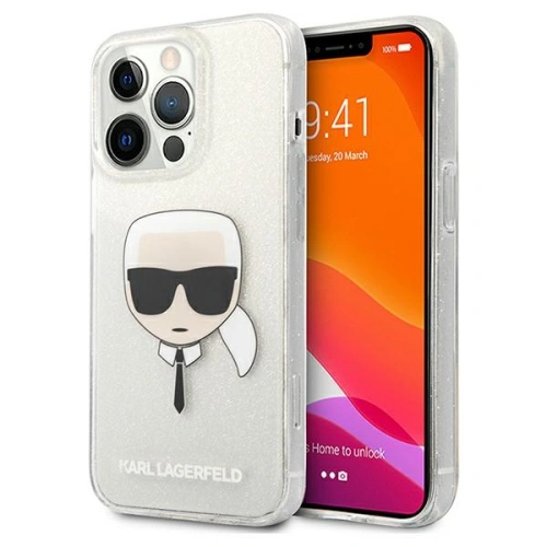 Etui Karl Lagerfeld KLHCP13XKHTUGLS Apple iPhone 13 Pro Max srebrny/silver hardcase Glitter Karl`s Head