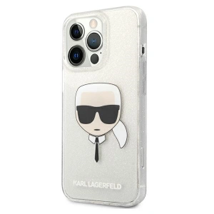 Karl Lagerfeld KLHCP13XKHTUGLS Apple iPhone 13 Pro Max silver hardcase Glitter Karl`s Head