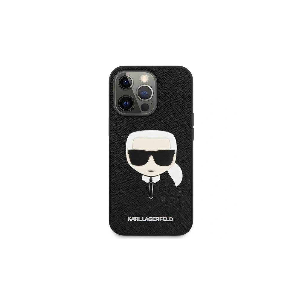 Hurtownia GSM - Etui Karl Lagerfeld KLHCP13XSAKHBK Apple iPhone 13 Pro Max czarny/black hardcase Saffiano Ikonik Karl`s Head - KLD696BLK - {ean13} - Hurt