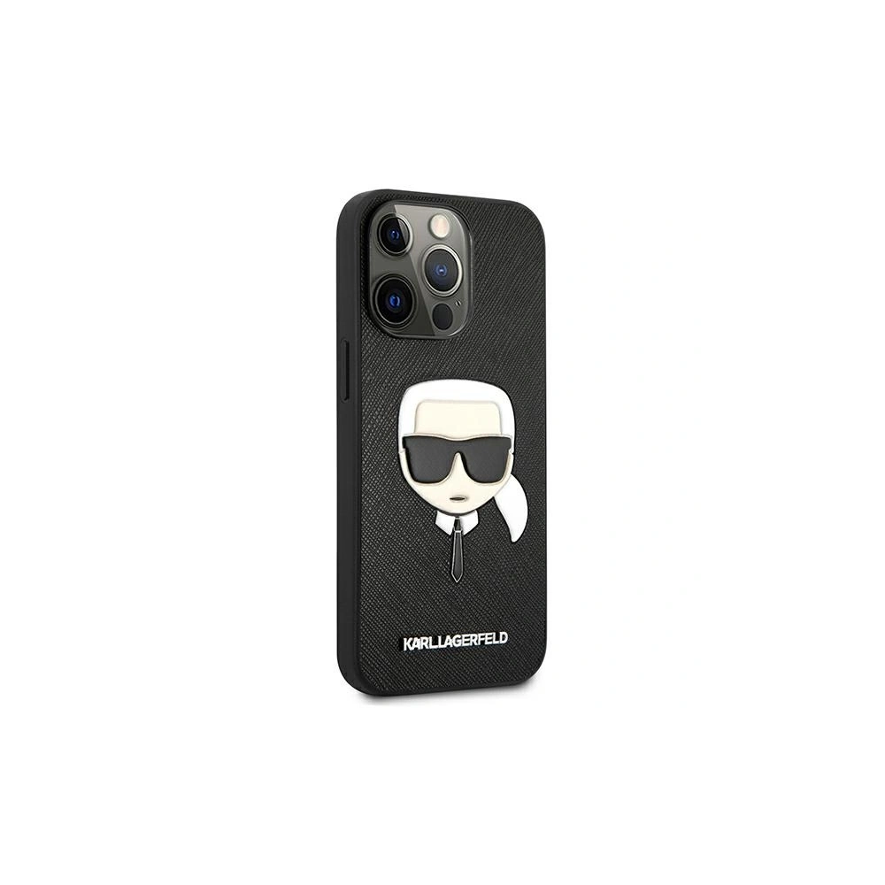 Hurtownia GSM - Etui Karl Lagerfeld KLHCP13XSAKHBK Apple iPhone 13 Pro Max czarny/black hardcase Saffiano Ikonik Karl`s Head - KLD696BLK - {ean13} - Hurt