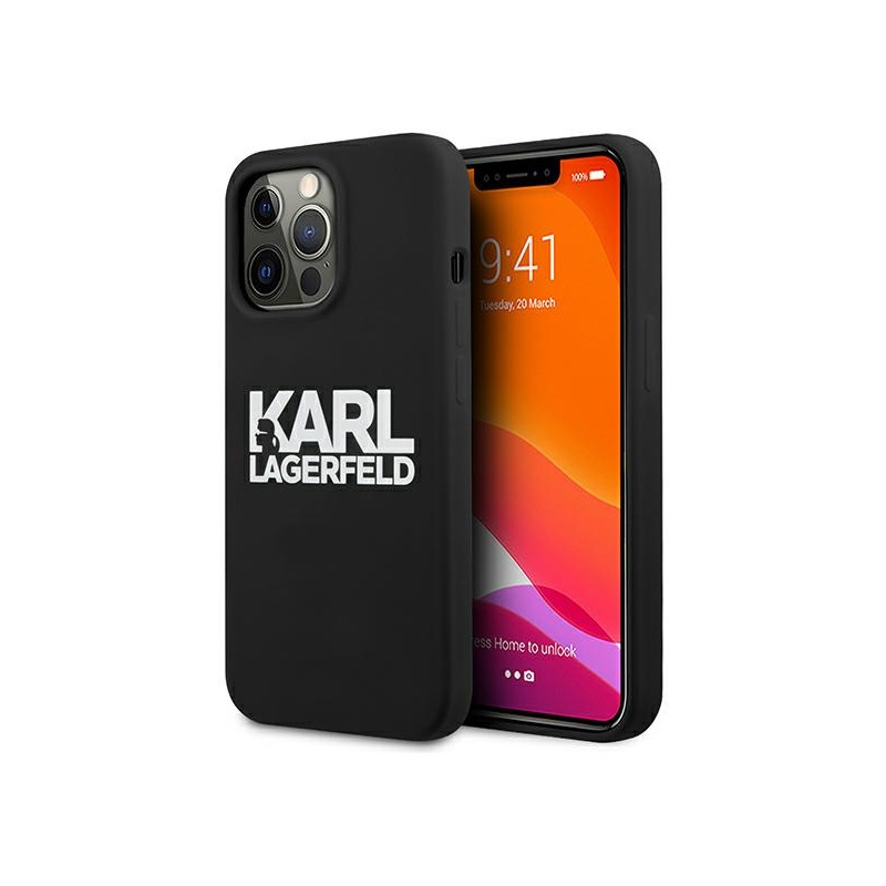 Karl Lagerfeld Distributor - 3666339029166 - KLD697BLK - Karl Lagerfeld KLHCP13XSLKLRBK Apple iPhone 13 Pro Max Silicone Stack Logo black - B2B homescreen