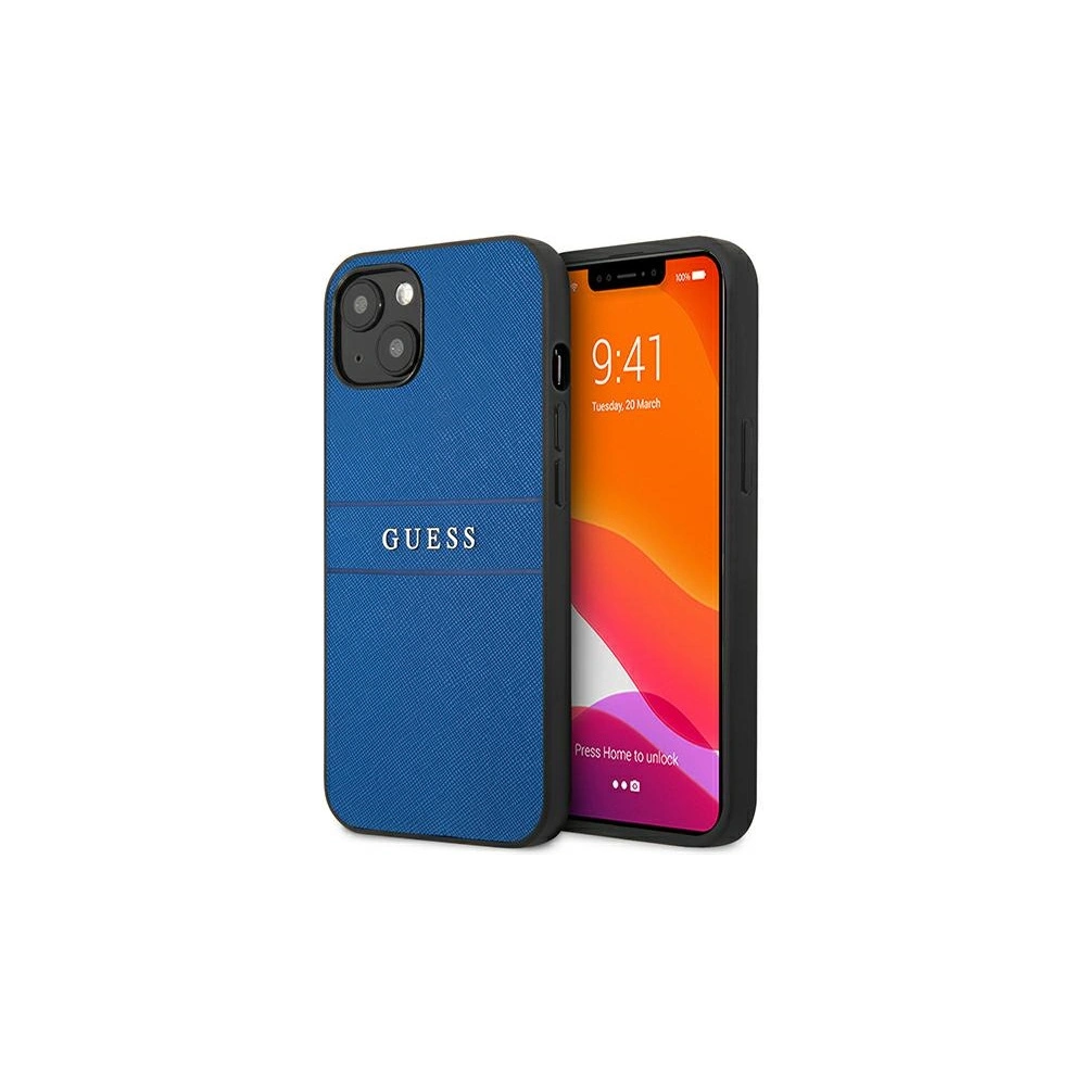 Hurtownia GSM - Etui Guess GUHCP13SPSASBBL Apple iPhone 13 mini niebieski/blue Saffiano Strap - GUE1336BLU - {ean13} - Hurt