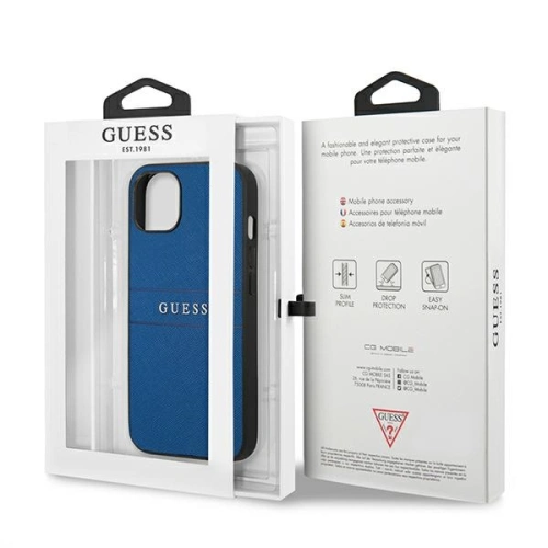 Etui Guess GUHCP13SPSASBBL Apple iPhone 13 mini niebieski/blue Saffiano Strap