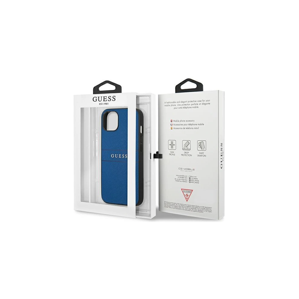 Hurtownia GSM - Etui Guess GUHCP13SPSASBBL Apple iPhone 13 mini niebieski/blue Saffiano Strap - GUE1336BLU - {ean13} - Hurt