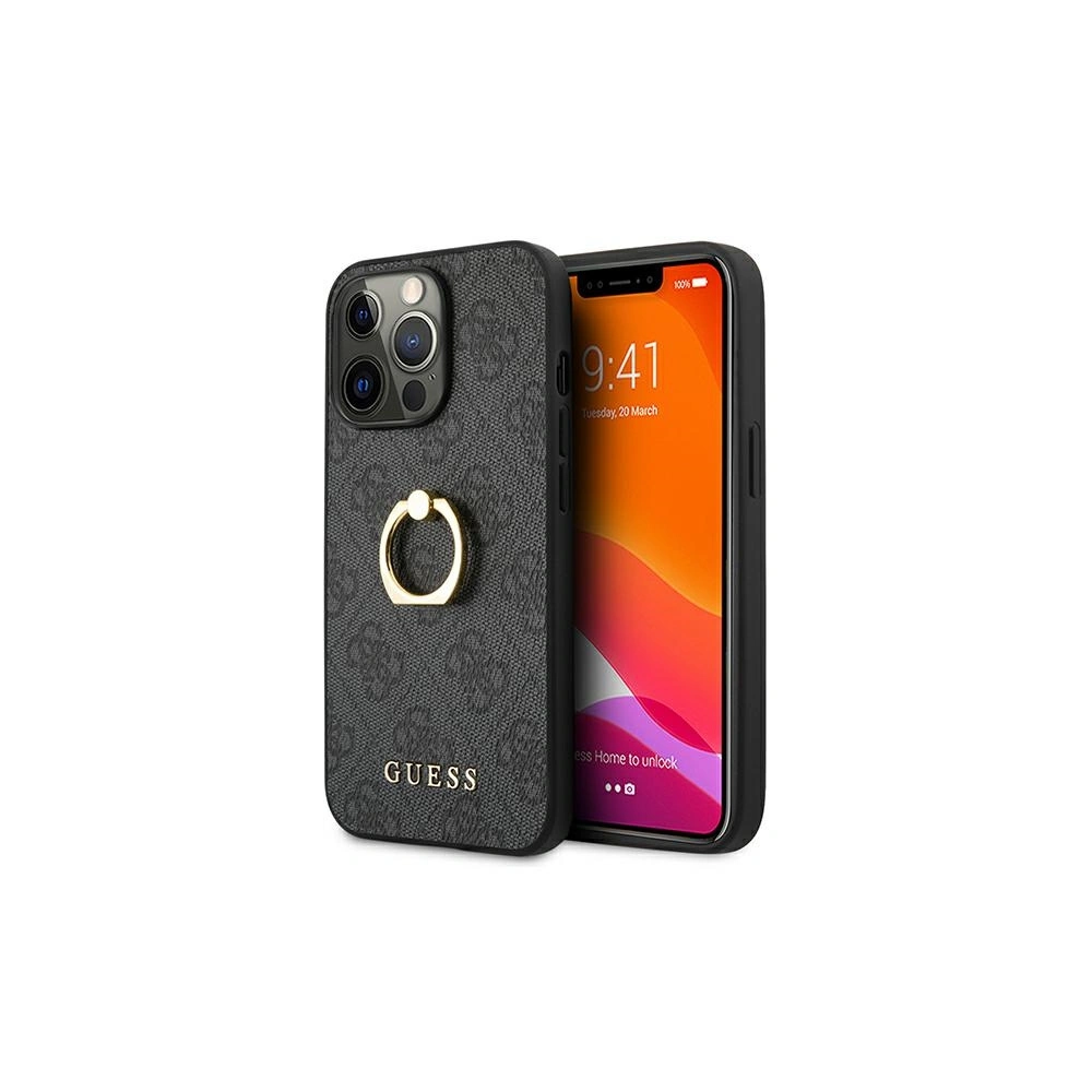 Wholesale Guess GUHCP13X4GMRGR Apple iPhone 13 Pro Max grey hardcase 4G with ring stand - GUE1339GRY - {ean13} - Hurt