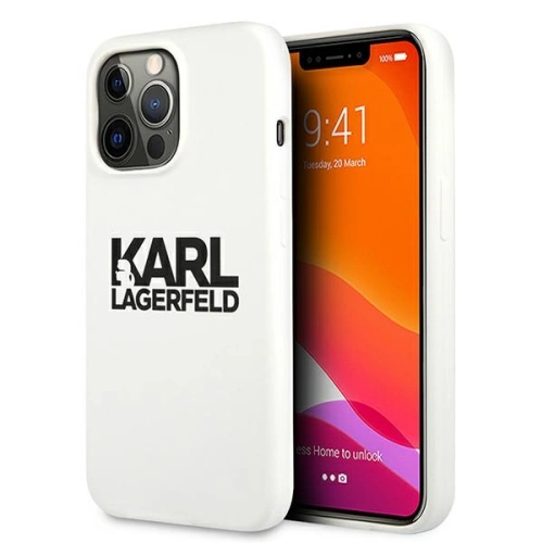 Etui Karl Lagerfeld KLHCP13XSLKLWH Apple iPhone 13 Pro Max Silicone Stack Logo biały/white