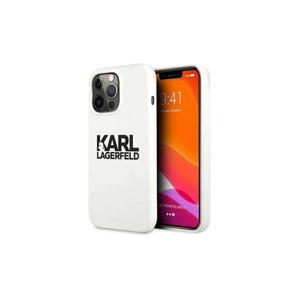 Hurtownia GSM - Etui Karl Lagerfeld KLHCP13XSLKLWH Apple iPhone 13 Pro Max Silicone Stack Logo biały/white - KLD698WHT - {ean13} - Hurt