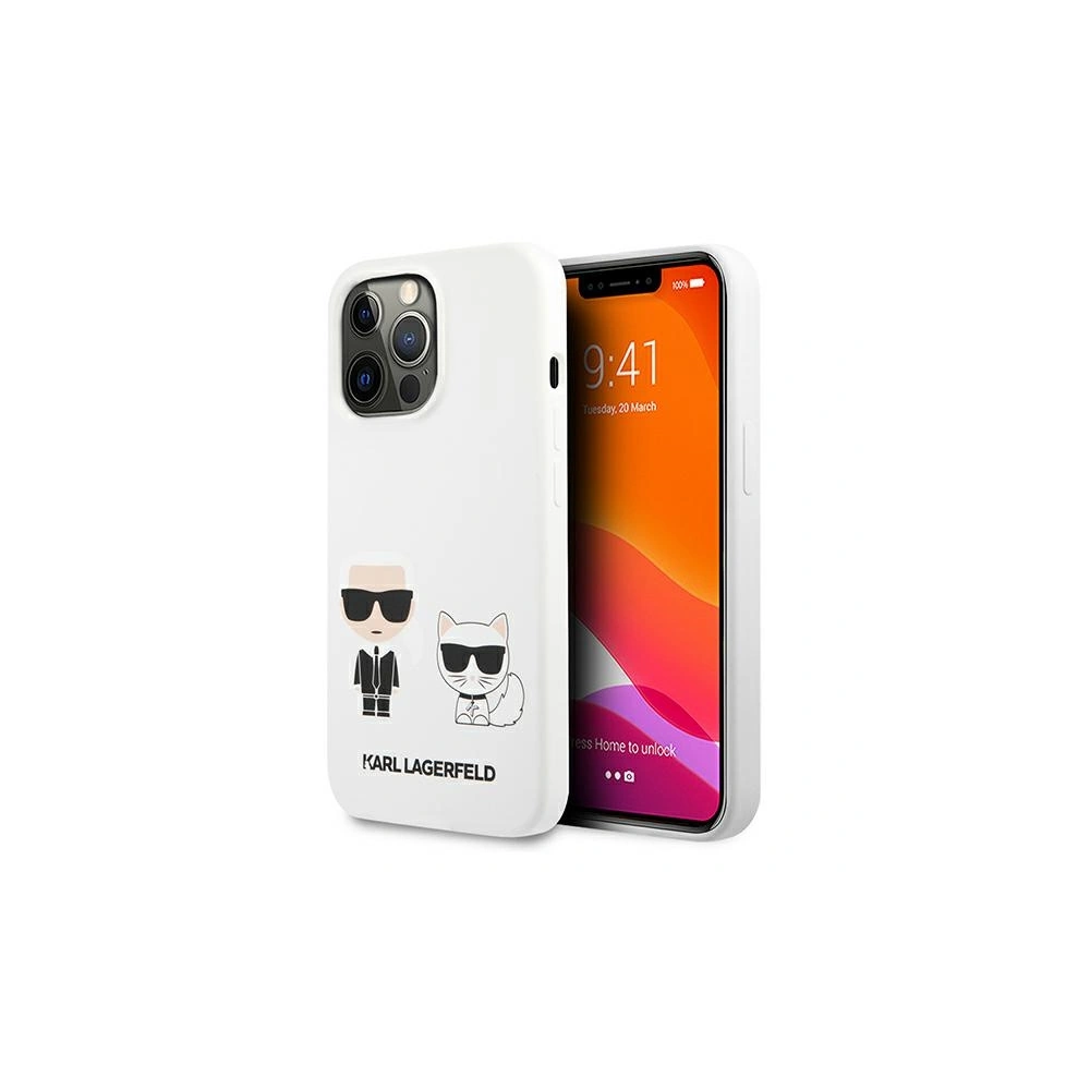 Hurtownia GSM - Etui Karl Lagerfeld KLHCP13XSSKCW Apple iPhone 13 Pro Max hardcase biały/white Silicone Karl & Choupette - KLD700WHT - {ean13} - Hurt