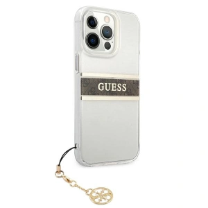 Etui Guess GUHCP13XKB4GBR Apple iPhone 13 Pro Max Transparent hardcase 4G Brown Strap Charm