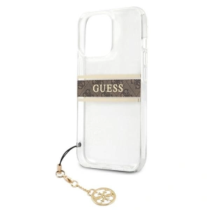 Etui Guess GUHCP13XKB4GBR Apple iPhone 13 Pro Max Transparent hardcase 4G Brown Strap Charm