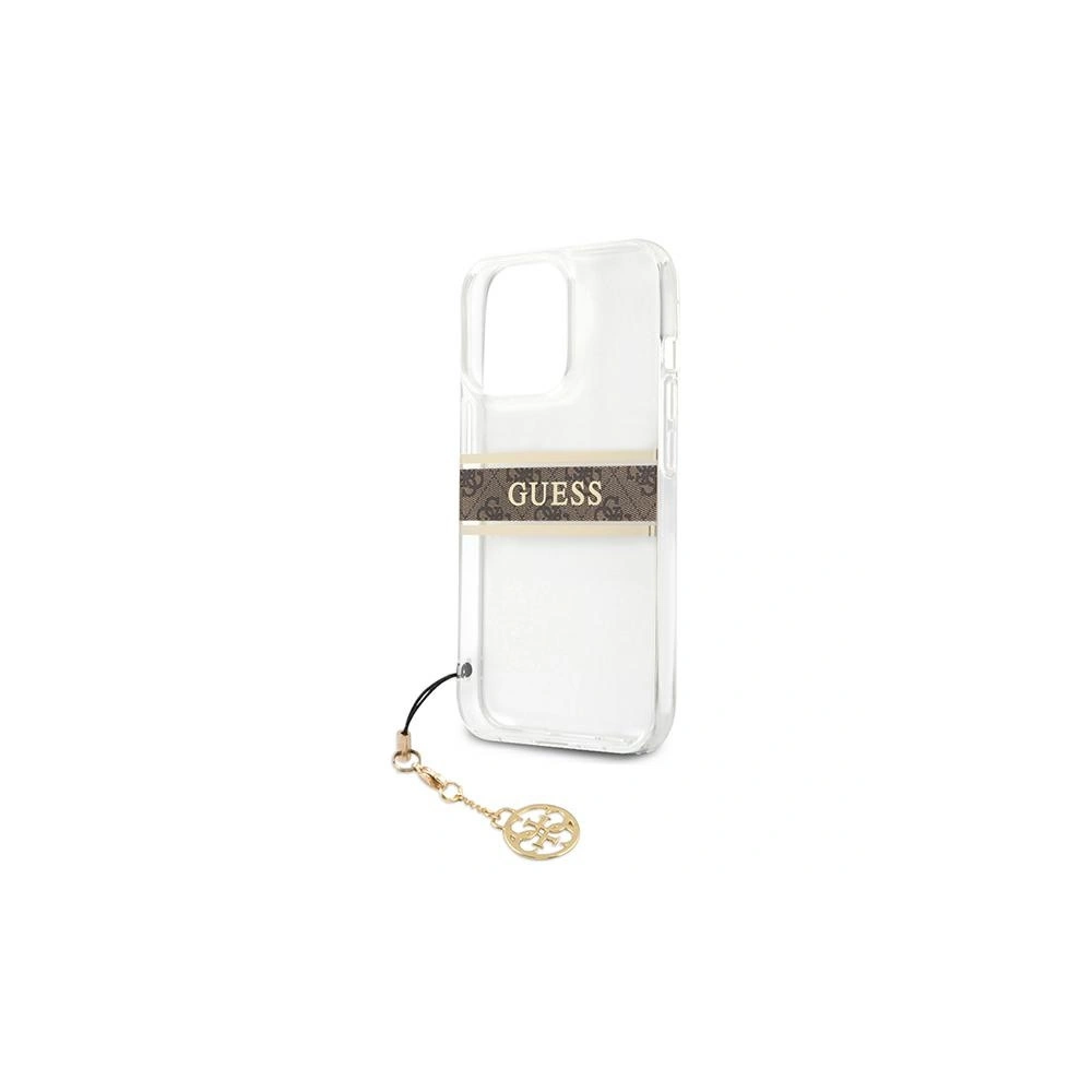 Wholesale Guess GUHCP13XKB4GBR Apple iPhone 13 Pro Max Transparent hardcase 4G Brown Strap Charm - GUE1342CL - {ean13} - Hurt
