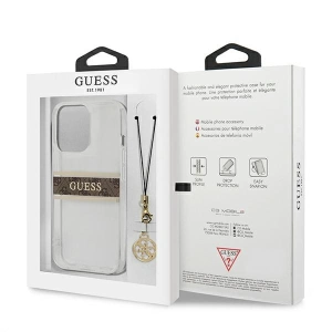 Etui Guess GUHCP13XKB4GBR Apple iPhone 13 Pro Max Transparent hardcase 4G Brown Strap Charm