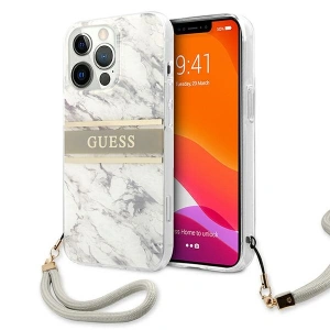 Guess GUHCP13XKMABGR Apple iPhone 13 Pro Max grey hardcase Marble Strap Collection