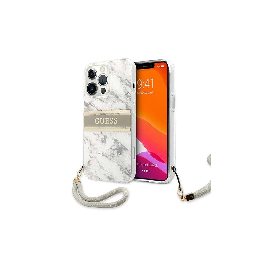 Wholesale Guess GUHCP13XKMABGR Apple iPhone 13 Pro Max grey hardcase Marble Strap Collection - GUE1343GRY - {ean13} - Hurt