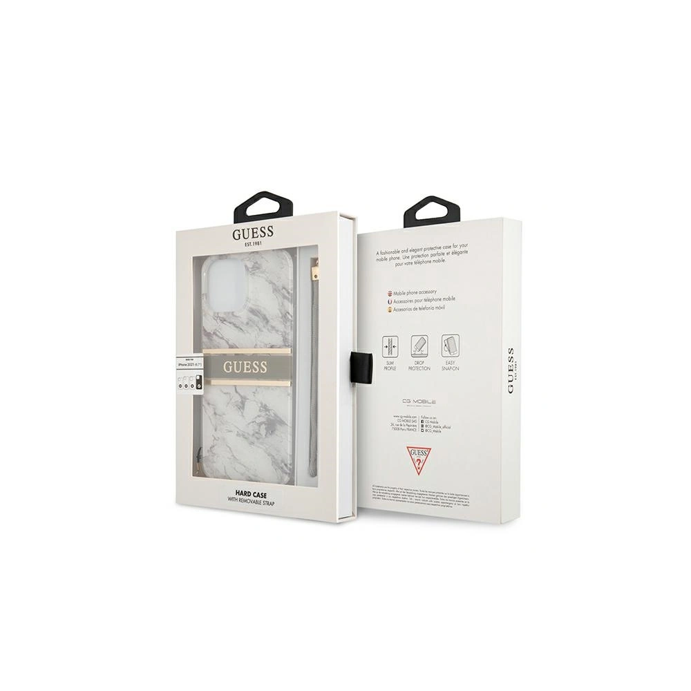 Wholesale Guess GUHCP13XKMABGR Apple iPhone 13 Pro Max grey hardcase Marble Strap Collection - GUE1343GRY - {ean13} - Hurt