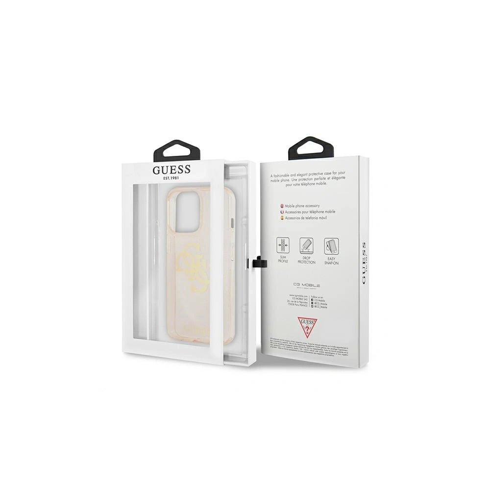 Hurtownia GSM - Case Guess GUHCP13XPCUGL4GGO Apple iPhone 13 Pro Max gold/hartes Gehäuse Glitter 4G Big Logo - GUE1346GLD - {ean13} - Hurt