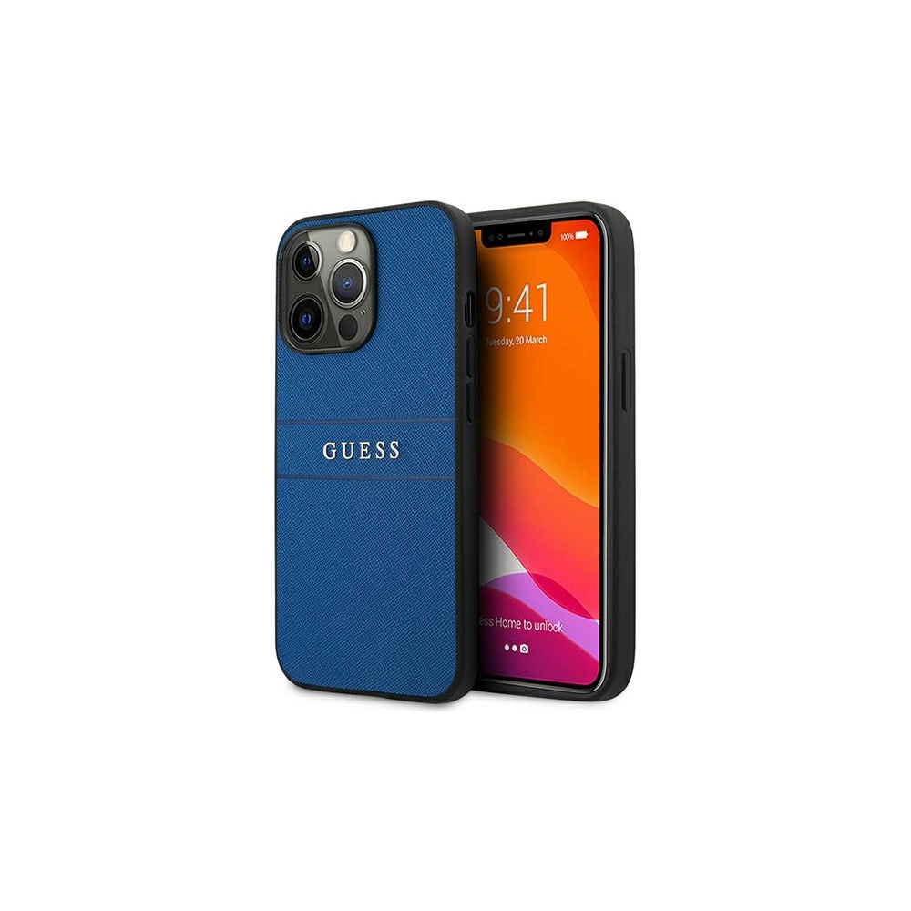 Wholesale Guess GUHCP13XPSASBBL Apple iPhone 13 Pro Max blue Saffiano Strap - GUE1350BLU - {ean13} - Hurt