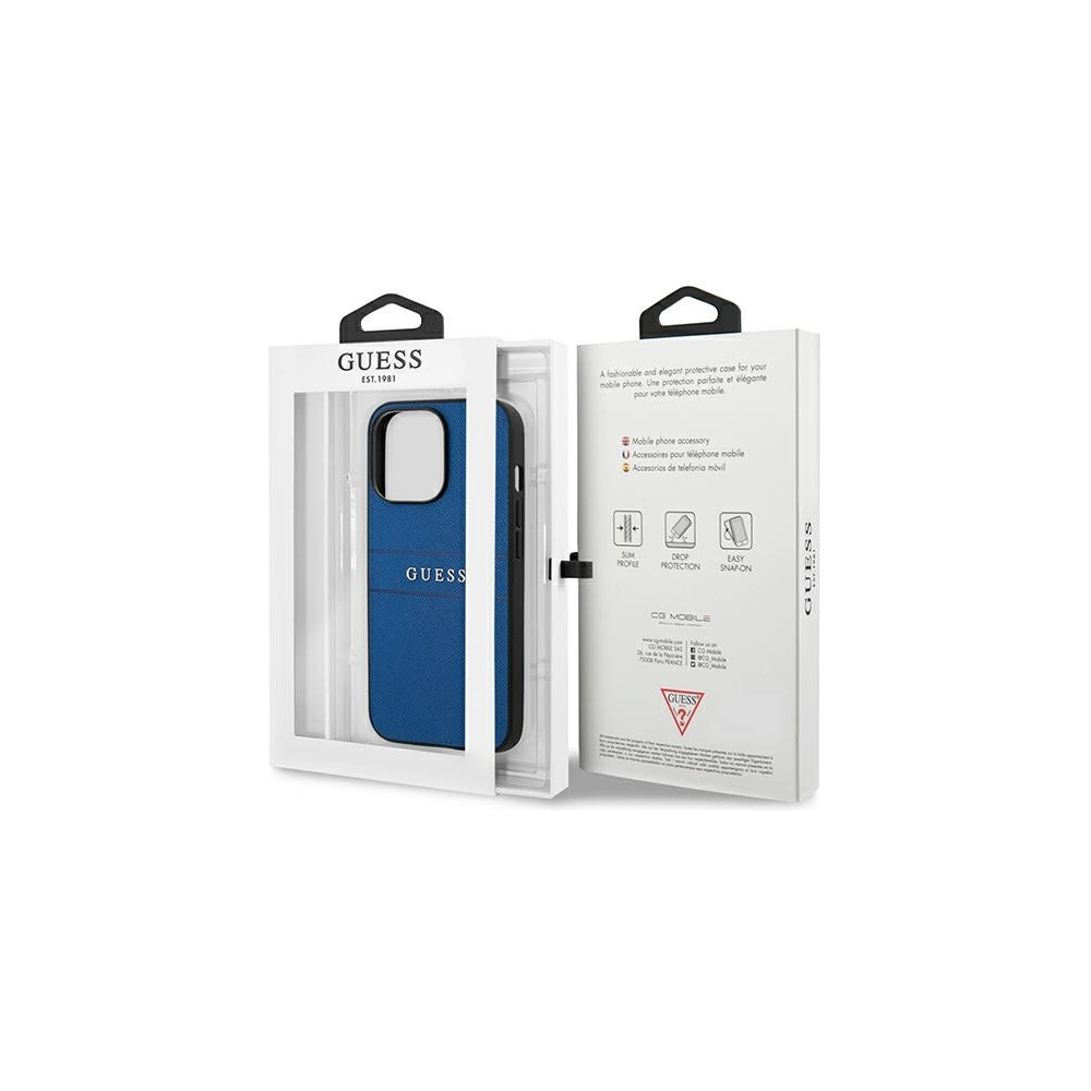 Wholesale Guess GUHCP13XPSASBBL Apple iPhone 13 Pro Max blue Saffiano Strap - GUE1350BLU - {ean13} - Hurt