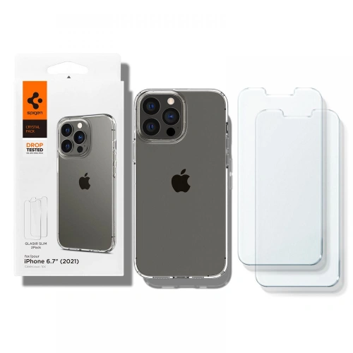 Etui Spigen Crystal Pack Apple iPhone 13 Pro Max Crystal Clear + Szkło