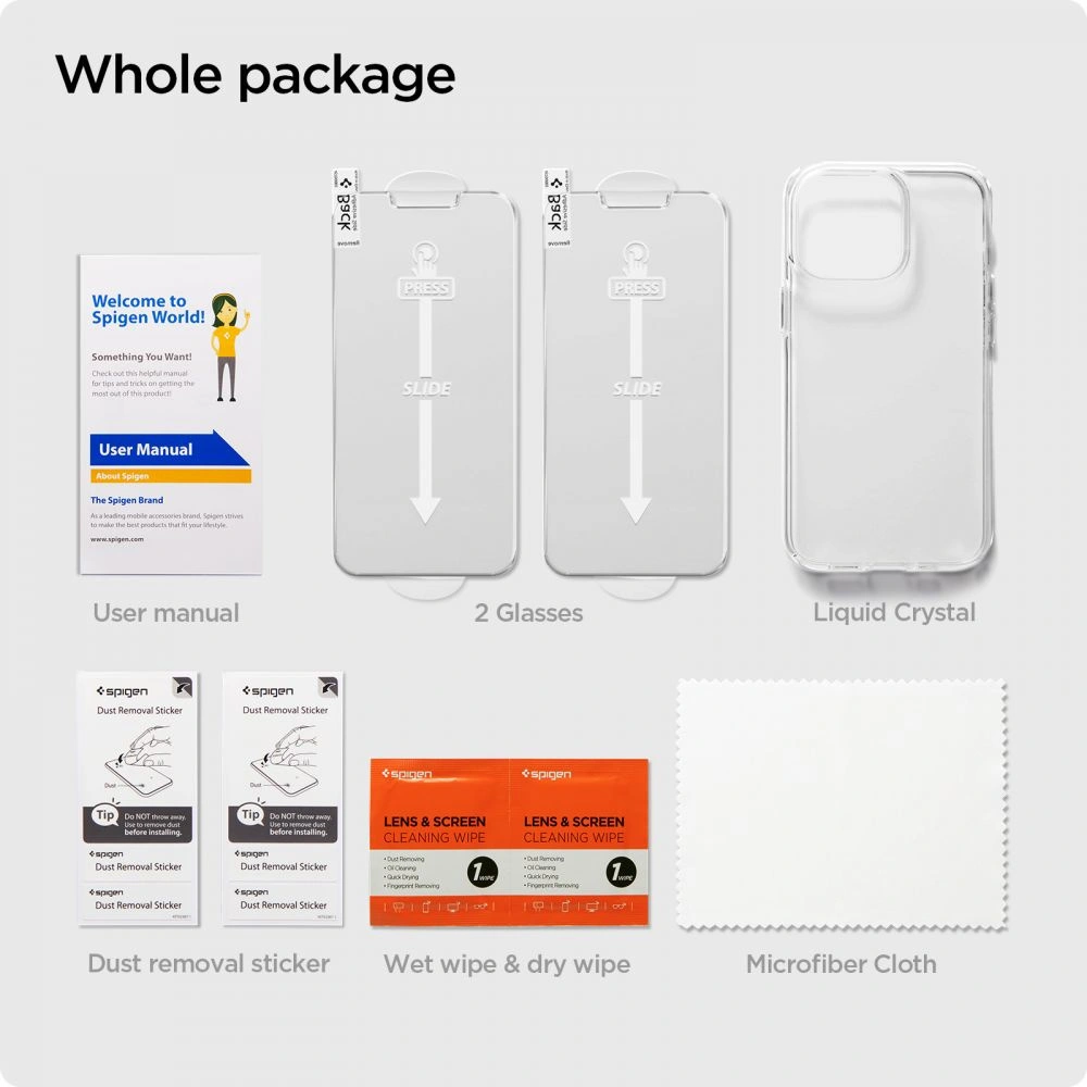 Wholesale Case Spigen Crystal Pack Apple iPhone 13 Pro Max Crystal Clear + Glass - SPN1902CL - {ean13} - Hurt