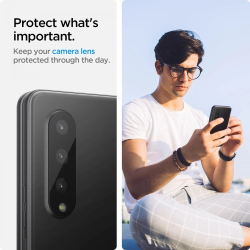 Szkło hartowane na aparat Spigen Optik Camera Lens Samsung Galaxy Fold 3 Black [2 PACK]