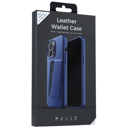 Etui Mujjo Full Leather Wallet Case Apple iPhone 13 Pro Max (niebieskie)