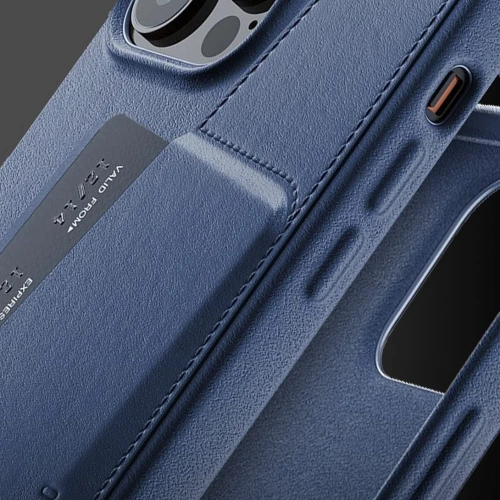 Etui Mujjo Full Leather Wallet Case Apple iPhone 13 Pro Max (niebieskie)