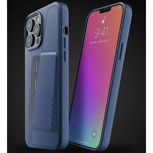 Etui Mujjo Full Leather Wallet Case Apple iPhone 13 Pro Max (niebieskie)
