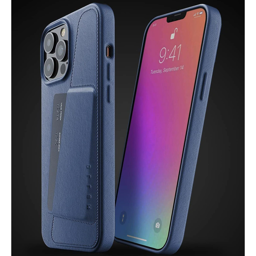 Hurtownia GSM - Etui Mujjo Full Leather Wallet Case Apple iPhone 13 Pro Max (modré) - MUJ067BLU - {ean13} - Hurt