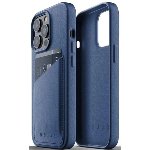 Etui Mujjo Full Leather Wallet Case Apple iPhone 13 Pro (niebieskie)