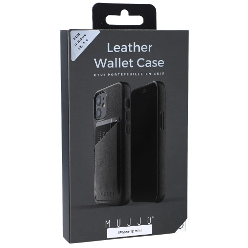 Etui Mujjo Full Leather Wallet Case Apple iPhone 12 mini (czarne)