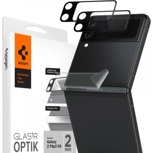 Tempered glass for the Spigen Optik Camera Lens + Hinge Film Samsung Galaxy Z Flip 3 Black [2+2 PACK]