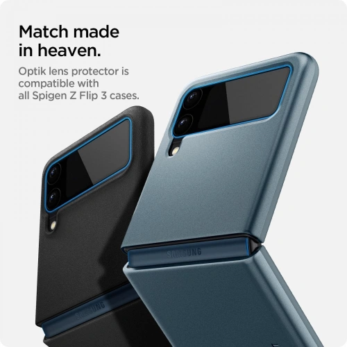 Szkło hartowane na aparat Spigen Optik Camera Lens + Folia Hinge Film Samsung Galaxy Z Flip 3 Black [2+2 PACK]