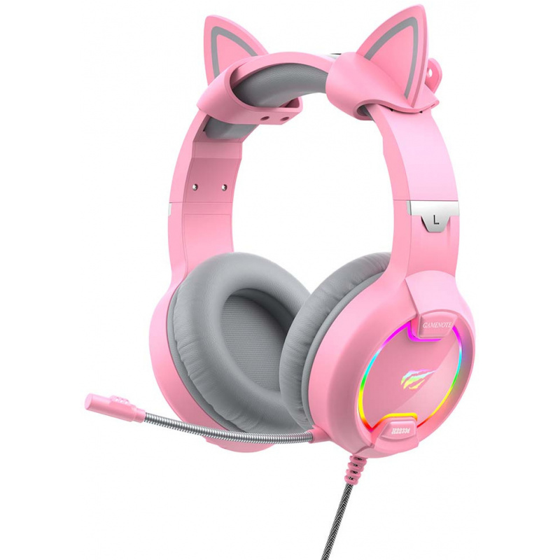 Havit Distributor - 6939119024024 - HVT086PNK - Havit GAMENOTE H2233D RGB USB+3.5mm gaming headphones (pink) - B2B homescreen
