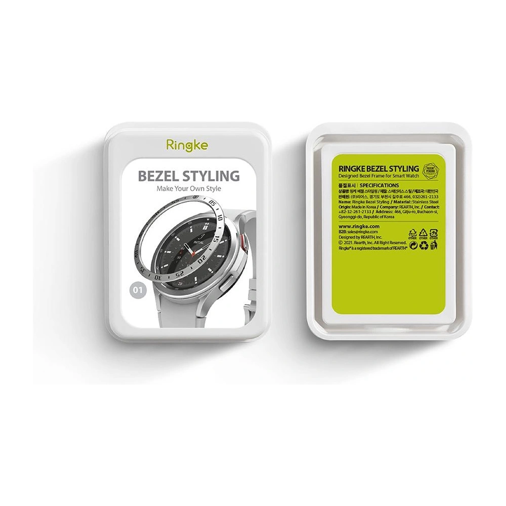 Hurtownia GSM - Nakládka Ringke Bezel Styling Samsung Galaxy Watch 4 46mm nerezová ocel stříbrná GW4C-46-01 - RGK1491SSLV - {ean13} - Hurt