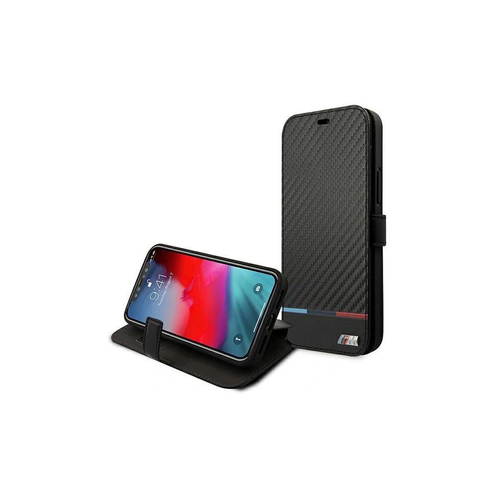 Hurtownia GSM - Etui BMW BMBKP13MPUCARTCBK Apple iPhone 13 černý/black knižní obal M Collection PU Carbon Stripe - BMW226BLK - {ean13} - Hurt
