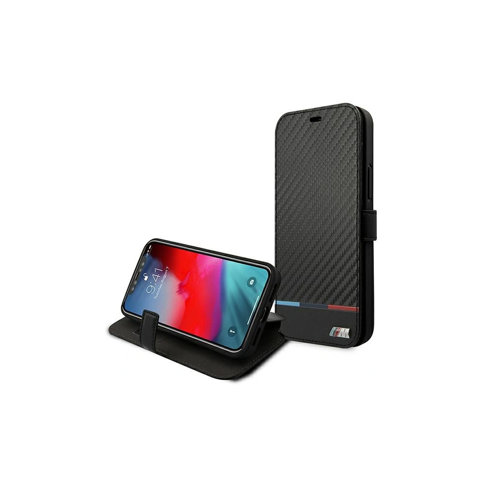 Hurtownia GSM - Etui BMW BMBKP13XPUCARTCBK Apple iPhone 13 Pro Max czarny/black bookcase M Collection PU Carbon Stripe - BMW228BLK - {ean13} - Hurt