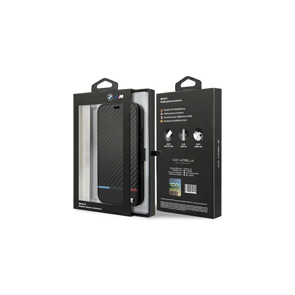 Hurtownia GSM - Etui BMW BMBKP13XPUCARTCBK Apple iPhone 13 Pro Max czarny/black bookcase M Collection PU Carbon Stripe - BMW228BLK - {ean13} - Hurt