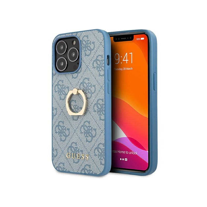 Guess Distributor - 3666339024055 - GUE1351BLU - Guess GUHCP13L4GMRBL Apple iPhone 13 Pro blue hardcase 4G with ring stand - B2B homescreen