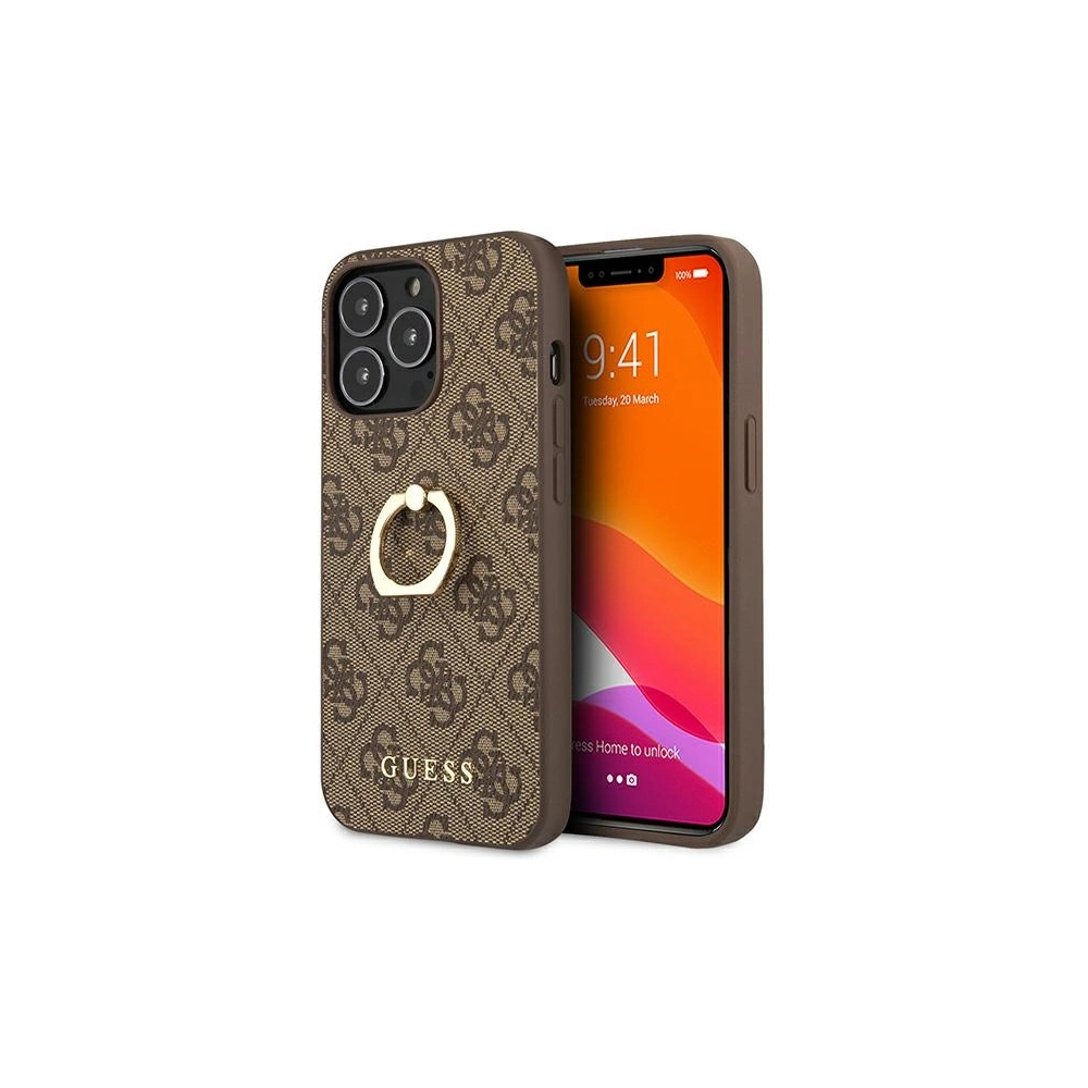 Hurtownia GSM - Case Guess GUHCP13L4GMRBR Apple iPhone 13 Pro braun/brown Hardcase 4G mit Ringständer - GUE1352BR - {ean13} - Hurt