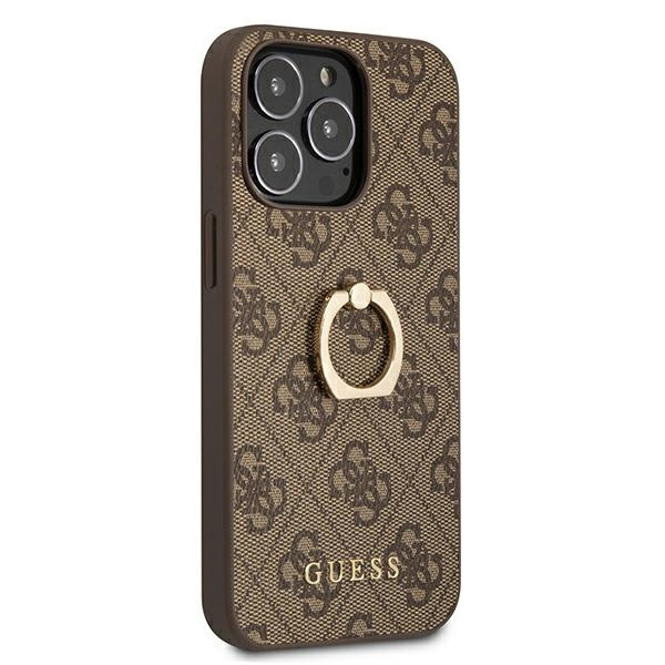 Kryt Guess GUHCP13L4GMRBR Apple iPhone 13 Pro brown hardcase 4G with ring stand