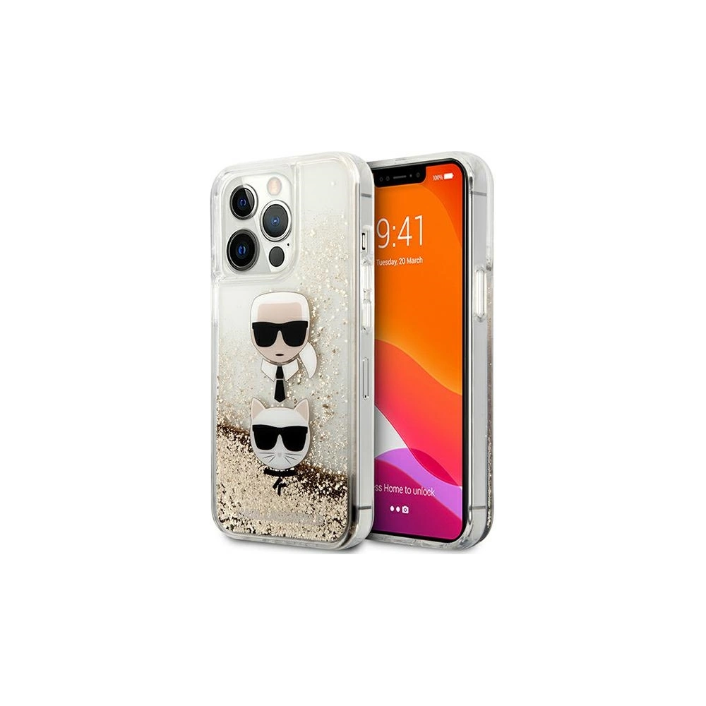 Hurtownia GSM - Etui Karl Lagerfeld KLHCP13LKICGLD Apple iPhone 13 Pro złoty/gold hardcase Liquid Glitter Karl&Choupette Head - KLD708GLD - {ean13} - Hurt