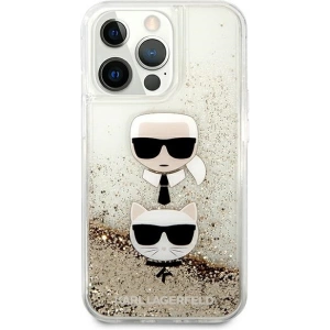 Etui Karl Lagerfeld KLHCP13LKICGLD Apple iPhone 13 Pro złoty/gold hardcase Liquid Glitter Karl&Choupette Head