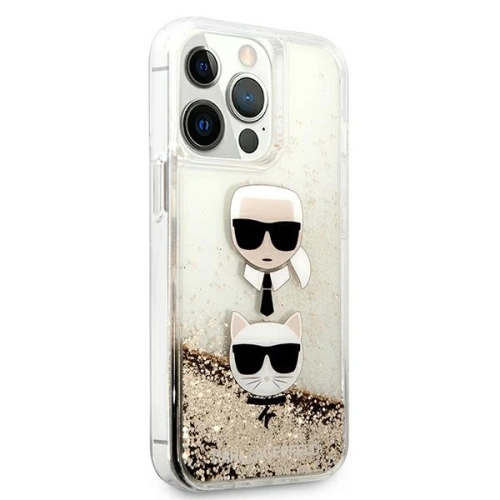 Etui Karl Lagerfeld KLHCP13LKICGLD Apple iPhone 13 Pro złoty/gold hardcase Liquid Glitter Karl&Choupette Head