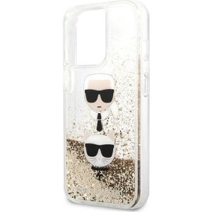 Etui Karl Lagerfeld KLHCP13LKICGLD Apple iPhone 13 Pro złoty/gold hardcase Liquid Glitter Karl&Choupette Head